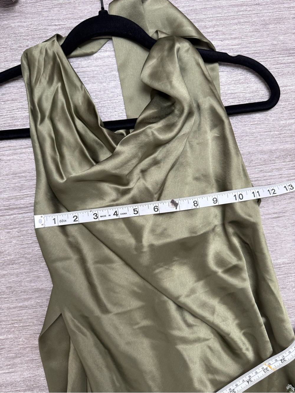 SAU LEE Priscilla Gown US 8 Olive Green Satin Crystal Evening Dress NWT - Picture 5 of 8